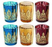 Kate Aspen 20205NA - Portacandele votivo in vetro, decorazione indiana per matrimoni e bomboniere (set da 6), assortiti