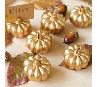 Kate Aspen Fall Decor - Mini segnaposto a forma di zucca dorata (set da 6), segnaposto, perfetto per la decorazione della tavola del Ringraziamento, matrimoni a tema autunnale, brunch nuziali