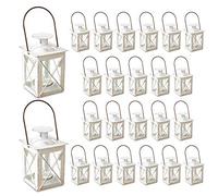 Kate Aspen, Set di 24 lanterne decorative luminose, in metallo invecchiato, per matrimoni, decorazioni per la casa e feste, 11,4 cm di altezza (16,5 cm di altezza con manico), colore Bianco