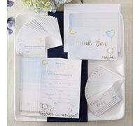 Kate Aspen Set di 25 biglietti di invito e ringraziamento per baby shower, motivo elefante, colore blu, taglia unica