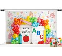 Kate Back to School Fondali ABC Lettere Palloncini Colorati Sfondo Notebook Studenti Primo Giorno di Scuola Foto Sfondo 3 x 2 m