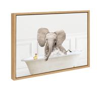 Kate e Laurel Sylvie Baby Elephant No4 in Bugle Bath Neutral Style Incormed Canvas Wall Art di Amy Peterson Art Studio 18x24 Natural Chic Arte Art Ba