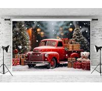 Kate Fondali Fotografia 3x2m Natale Neve Notte Albero di Natale Auto rossa Orso Sfondo Bambini Famiglia Ritratto Decor Sfondo Studio fotografico