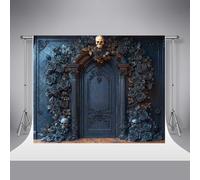 Kate Halloween Skull Gothic Photography Backdrop 6.5x6.5ft/2x2m Sfondo rosa scuro per foto Sfondo blu retrò per ritratti di adulti Accessori per photocall