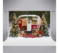 Kate Merry Christmas Winter Snowy Fotography Sfondo 10x10ft/3x3m Foresta all'aperto Camper Xmas Tree Gift Backdrop Decorazione per feste per feste ritratti fondali per lo studio fotografico oggetti
