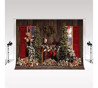 Kate Natale Fotografia Fondale 2,5x2,5m/8x8ft Albero di Natale Fotografia Puntelli Finestra rossa per Xmas Indoor Decorazione Natale Backdrop Scene Decorazioni di Natale Party