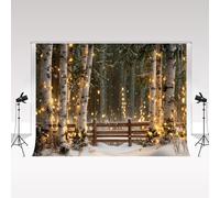 Kate Photography Sfondi 3x2.5m/10x8 piedi Foresta invernale Luci Recinzione Sfondo decorativo Bambini Compleanno Famiglia Ritratto Sfondo Studio fotografico