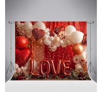 Kate San Valentino Amore Palloncino Rosso Sfondo Fotografico 7x5ft/2.2x1.5m Lettera D'AMORE Palloncini Sfondo per Matrimonio Anniversario Compleanno Proposta Studio Fotografico per Fotografia