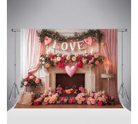 Kate San Valentino Camino Cuore Sfondo Fotografico 10x10ft/3x3m Lettere D'AMORE Fiori Tende Bianche Sfondi per Studio Fotografico Decorazioni Fondali Fotografici Cabina Fotografica per le Feste