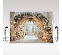 Kate Sfondo fotografico natalizio innevato 3x2.5m/10x8piedi Arco natalizio invernale Alberi di Natale al neon Sfondi fotografici Ritratto di famiglia Sfondo decorativo Photozone