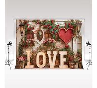 Kate Sfondo fotografico per San Valentino, 3 x 3 m, con rose rosse e cuore, decorazione per festa di compleanno, striscione per ritratto di famiglia, sfondo fotografico