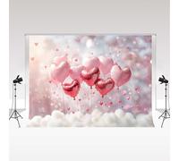 Kate Sfondo fotografico per San Valentino 3x3m/10x10piedi Palloncini a cuore rosa Nuvole sognanti festa di compleanno per ragazze Banner Neonati Ritratto di famiglia Sfondo fotografico