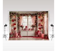 Kate Sfondo fotografico per San Valentino 3x3m/10x10piedi Rose Fiori Finestra Cuore Mensole Regali Ragazza Compleanno Festa Decorazione Banner Ritratto di famiglia Sfondo fotografico