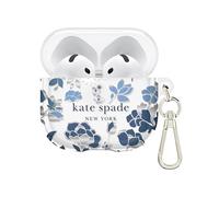 kate spade new york AirPods 4 Protective Case with Keychain Ring - Flowerbed Blue, Compatible with AirPods 4th Generation
