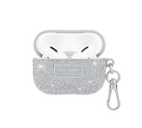 Kate Spade New York AirPods Pro - Custodia protettiva con anello portachiavi, color argento pavé di cristalli, compatibile con AirPods Pro di 2a/1a generazione