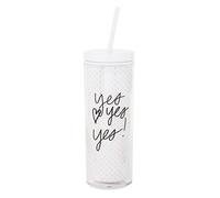 Kate Spade New York Bicchiere termico da sposa con cannuccia riutilizzabile, tazza da viaggio in acrilico da 680,4 g con coperchio, sì (pois dorati)