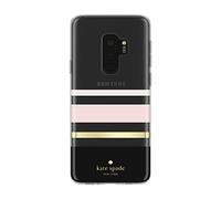 kate spade new york Custodia protettiva per Samsung Galaxy S9 Plus, con design sottile e protezione contro le cadute, motivo a righe Charlotte nero/crema/oro