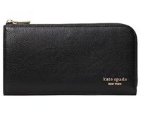kate spade new york Devin - Portafoglio Continental in pelle martellata, con cerniera, colore: nero