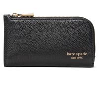 kate spade new york Devin - Portafoglio da donna in pelle martellata, piccolo e sottile, nero, Taglia unica