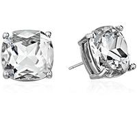 Kate Spade New York Small Studs Square, Clear/Silver