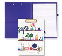 kate spade new york Portablocco A4 con clip a basso profilo, cartella professionale con blocco note a righe, passante per penna e tasca, libreria Charmed
