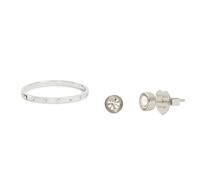 Kate Spade New York Set con bracciale rigido e orencchini a lobo in pietra, trasparente/argento