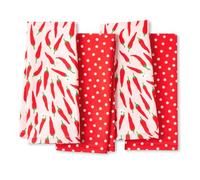 Kate Spade New York Set di 4 asciugamani da cucina Hot Hot Hot Peperoni e Spring Time Dot, assorbenti, 100% cotone, rosso/rosa, 43,2 x 71,1 cm