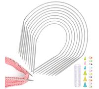 Katech 60 cm Ferri da maglia circolari fissi, 9 pz 2,0-6,0 mm ago circolare a maglia rotonda e piatta, kit per maglieria principiante, accessori per maglieria, ago per maglieria, felpa,