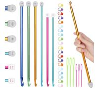 Katech Set di 8 uncinetti tunisini, 35 cm, in alluminio, grandi ferri da | Uncinetto tunisino extra lungo da 6,5 mm-11 mm, per principianti, per imparare a lavorare all'uncinetto scialli per coperte