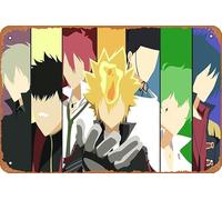 Katekyo Hitman Reborn! - Poster in metallo stile retrò con Giotto Alaude Daemon Spade G Knuckle Lampo Ugetsu Asari e Ugetsu Asari, decorazione artistica da parete in metallo, 20,3 x 30,5 cm
