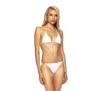 KATELIVA Women Bikini Set Triangle Padded Halter Neck Tie-up Bikini Set (IT, Testo, L, Regular, Regular, White)