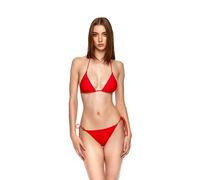 KATELIVA Women Bikini Set Triangle Padded Halter Neck Tie-up Bikini Set (IT, Testo, M, Regular, Regular, Red)