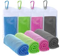 KATELUO 4 Pack Asciugamano Raffreddamento Istantaneo, Asciugamano Rinfrescante Sportivo, Asciugamano Golf, Asciugamano Microfibra, Cooling Towel per Palestra Golf Corsa Yoga Viaggio Campeggio.