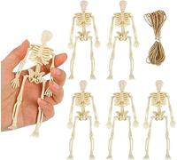 KATELUO 6Pcs Halloween Decorazioni Scheletro,Mini Scheletro,Viene Fornito con 5 Metri di Corda di Canapa,Adatto per Halloween, Oggetti di Scena per Case Infestate, Feste Horror