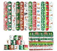 KATELUO Braccialetti Schiaffo Natale, 24pcs Natale Braccialetti Slap, Braccialetti Slap per Bambini, Schiaffo Braccialetti, Slap Bracelets, Scatto Bracciali Slap, Natale Regalo per Bambini (Colore B)