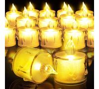 KATELUO Candele LED Fiamma Oscillante, 24 Pezzi Candele Tealight Luci a LED Candele Finte a Batteria, Candela Elettronica per Natale, Ringraziamento, Halloween, Matrimoni