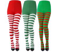 KATELUO Collant Natalizi Donna, 2pcs Calze a Righe, Adatto per Decorazioni in Costume Natalizio, Cosplay, Spettacoli Teatrali