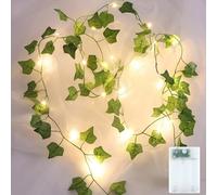 KATELUO Luci a Stringa di Edera, 2M 20 LED Stringa di Edera Artificiale, Ghirlanda Luminosa Ederas, Catena Luminosa con Foglie Ederas per Interni, Matrimonio, Giardino, Decorazione per Feste (A)