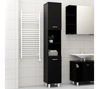 KATERYY Mobile da Bagno Nero 30x30x179 cm in Legno Multistrato,Armadio Bagno Nero Multiuso con Ante e Scaffali Organizzazione Spazio e Stile Set arredo bagno