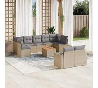 KATERYY Set Divano da Giardino 10 pz con Cuscini Beige in Polyrattan sedie da giardino