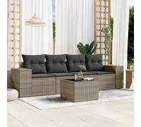 KATERYY Set Divano da Giardino 5 pz con Cuscini Grigio in Polyrattan sedie da giardino