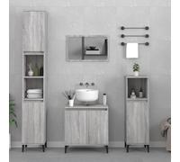 KATERYY Set Mobili da Bagno 3 pz Grigio Sonoma in Legno Multistrato,Mobile bagno moderno con ampio spazio di stoccaggio e design elegante per un bagno ordinato Set arredo bagno
