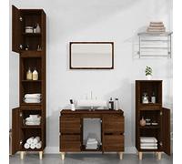 KATERYY Set Mobili da Bagno 3 pz Rovere Marrone in Legno Multistrato,Mobile Bagno in Legno Elegante con Ampio Spazio Portaoggetti per un Ordine Perfetto Set arredo bagno