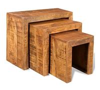 KATERYY Tavolini decorativi Tavolini Impilabili Set 3 pz in Legno Massello di Mango