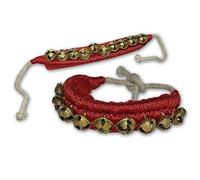 Kathak Ghungroo Coppia (12 n. Ghungroo) Big Bells Legato con cordoncino di cotone indiano classico ballerino cavigliera strumento musicale in velluto rosso (10+10)