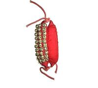 Kathak Ghungroo Coppia (12 n. Ghungroo) Big Bells Legato con cordoncino di cotone indiano classico ballerino cavigliera strumento musicale rosso velluto pad (30+30)