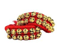 Kathak Ghungroo Coppia (12 n. Ghungroo) Big Bells Legato con cordoncino di cotone indiano classico ballerino cavigliera strumento musicale rosso velluto pad (20+20)