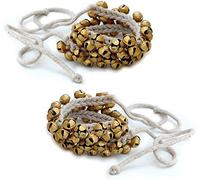 Kathak Ghungroo Pair, (75+75) (14 No. Ghungroo) Grandi campane legate con corda di cotone indiano classico ballerini cavigliera strumento musicale