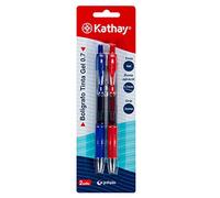 Kathay 86210598 - Confezione da 2 penne gel, colore blu e rosso, punta 0,7, chiusura a clic, ideali come materiale scolastico