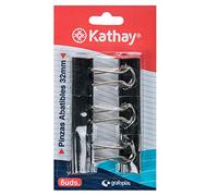 Kathay 86400910 Blister da 6 Pinzette a ribalta, 32 mm, colore: nero